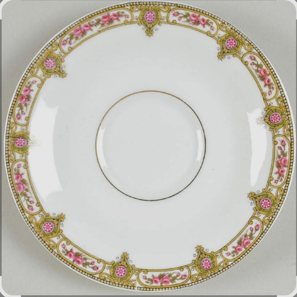 Limoges Saucer Elegant Floral Saucer with Gold Accents